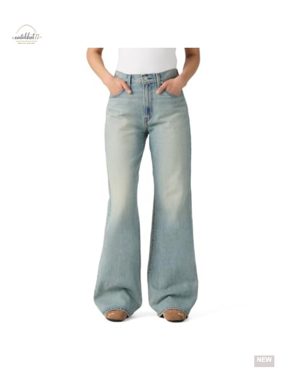 High Rise Flare Jeans Non-Stretch Denim Cinch Flare